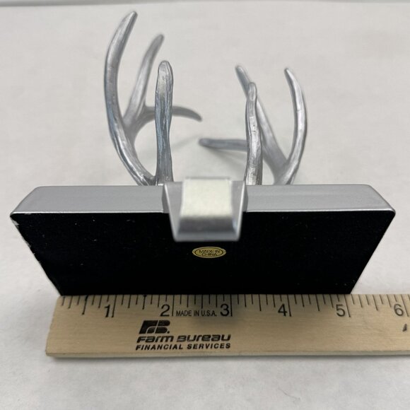 Vintage Silver Antler Stocking Holder Christmas Mantel Decor Hunter Gift - Picture 8 of 16